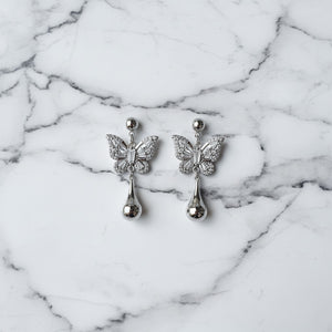 Metal Drop Butterfly Earrings
