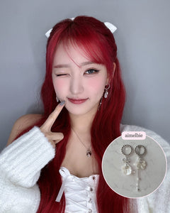 White Shell Ribbon Princess Earrings (H1-Key Hwiseo Earrings)