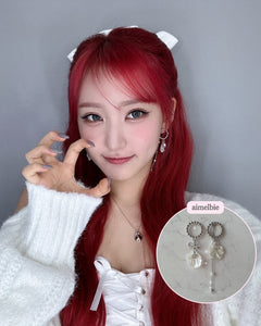 White Shell Ribbon Princess Earrings (H1-Key Hwiseo Earrings)