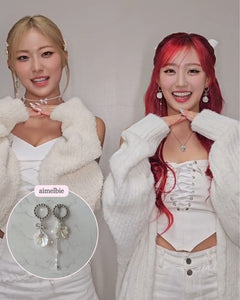 White Shell Ribbon Princess Earrings (H1-Key Hwiseo Earrings)