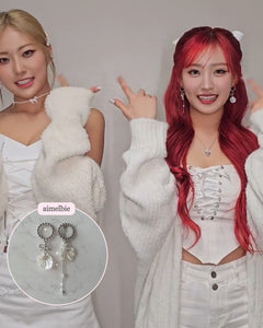 White Shell Ribbon Princess Earrings (H1-Key Hwiseo Earrings)