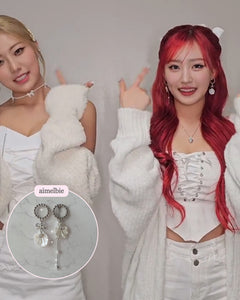 White Shell Ribbon Princess Earrings (H1-Key Hwiseo Earrings)