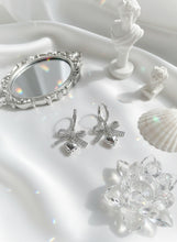 Load image into Gallery viewer, [Hearts2Hearts Yuha Earrings] Coquette Laced Ribbon and Heart Huggies earrings