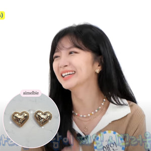 Gold Laced Hearts Earrings (G-idle Miyeon, IVE Yujin, Oh My Girl Seunghee, Arin, Hyojung Earrings)