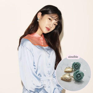 Antique Mint Rose Earrings (G-friend Yerin, Dreamcatcher Gahyun Earrings)