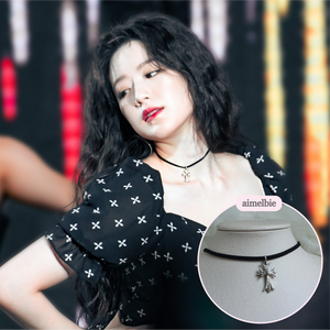 Gothic Silver Cross Choker ((G)I-DLE Shuhua Necklace)