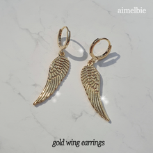 Load image into Gallery viewer, Gold Wing Huggies Earrings (Nature Sohee, ICHILLIN&#39; Chowon Earrings)