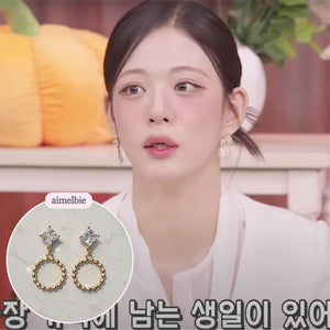 Diamond and Gold Ring Earrings (STAYC Isa, fromis_9 Chaeyoung Earrings)