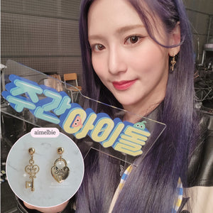 Gold Heart Key Earrings