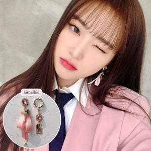 Preppy Peachpink Ribbon Earrings (Dreamcatcher Yoohyeon/Weeekly Zoa Earrings)