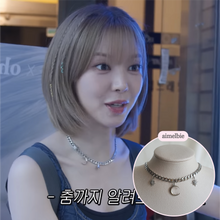 Load image into Gallery viewer, Moon and Star Bold Chain Choker - Silver (Kep1er Xiaoting Necklace)