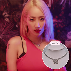 Silver Butterfly Chain Choker Necklace (Dreamcatcher Yoohyeon, HATFELT Yeeun necklace)