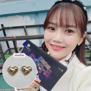 Gold Laced Hearts Earrings (G-idle Miyeon, IVE Yujin, Oh My Girl Seunghee, Arin, Hyojung Earrings)