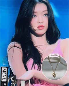 Modern Heart Layered Necklace - Gold (VIVIZ Sinb, Oh My Girl YooA, STAYC Seeun Necklace)