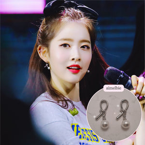 Daily Silver Ribbon Earrings (IVE Wonyoung, Yujin, STAYC Sieun, Oh My Girl Hyojung, Seunghee Earrings)