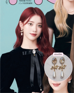 [IVE Leeseo, SNSD Tiffany Earrings) Golden Shadow and Ribbon Earrings