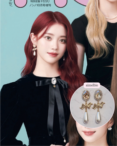 [IVE Leeseo Earrings) Golden Shadow and Ribbon Earrings
