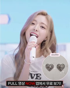 [Aespa NingNing, Red Velvet Joy, IVE Gaeul, ITZY Yuna Earrings] Silver Laced Hearts Earrings