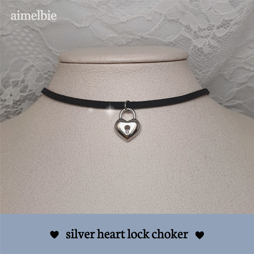 Silver Heart Lock Choker (Billlie Tsuki, WJSN Soobin Choker)