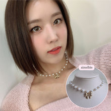 Load image into Gallery viewer, Adorable Ribbon Pearl Choker - Gold ver. (Billlie Sheon Necklace)