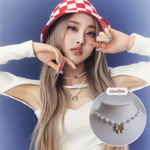 Adorable Ribbon Pearl Choker - Gold ver. (Billlie Sheon Necklace)