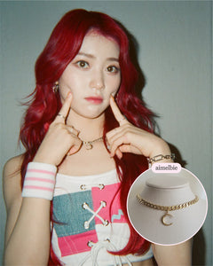Crescent Moon Bold Chain Choker - Gold (SNSD Seohyun and Kep1er Xiaoting Necklace)