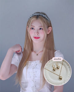 Modern Heart Layered Necklace - Gold (VIVIZ Sinb, Oh My Girl YooA, STAYC Seeun Necklace)