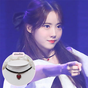 Burgundy Heart Earrings and Choker Set (Twice Dahyun, VIVIZ Eunha, Choi Yena, Kep1er Dayeon Choker)