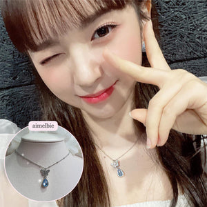 Dreamy Butterfly Semi-Choker Necklace - Light Blue (Oh My Girl Arin, Mamamoo Solar, STAYC Sieun Necklace)