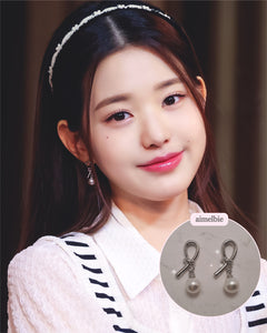 Daily Silver Ribbon Earrings (IVE Wonyoung, Yujin, STAYC Sieun, Oh My Girl Hyojung, Seunghee Earrings)