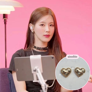 Gold Laced Hearts Earrings (G-idle Miyeon, IVE Yujin, Oh My Girl Seunghee, Arin, Hyojung Earrings)