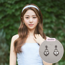 Load image into Gallery viewer, Silver Heart Lock Earrings (LE SSERAFIM Heo Yoon Jin Earrings)