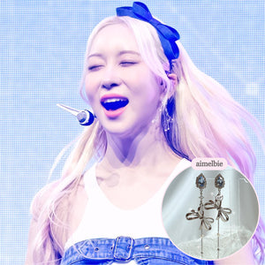 Light Blue Crystal Ribbon Earrings (WJSN Dayoung Earrings)