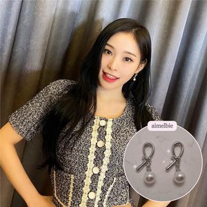 Daily Silver Ribbon Earrings (IVE Wonyoung, Yujin, STAYC Sieun, Oh My Girl Hyojung, Seunghee Earrings)