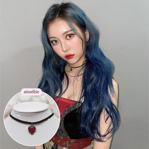 Burgundy Heart Earrings and Choker Set (Twice Dahyun, VIVIZ Eunha, Choi Yena, Kep1er Dayeon Choker)