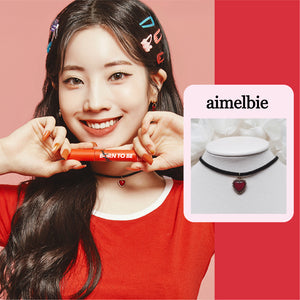 Burgundy Heart Earrings and Choker Set (Twice Dahyun, VIVIZ Eunha, Choi Yena, Kep1er Dayeon Choker)