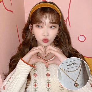 [Kim Sejeong, Billlie Tsuki, Oh My Girl Binnie Necklace] Vintage Rose Heart Layered Necklace