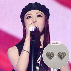 [Aespa NingNing, Red Velvet Joy, IVE Gaeul, ITZY Yuna Earrings] Silver Laced Hearts Earrings