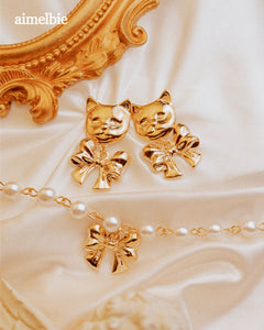 Adorable Ribbon Pearl Choker - Gold ver. (Billlie Sheon Necklace)