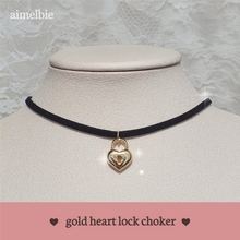 Load image into Gallery viewer, Gold Heart Lock Choker (Oh My Girl Mimi, Billlie Sheon Choker)