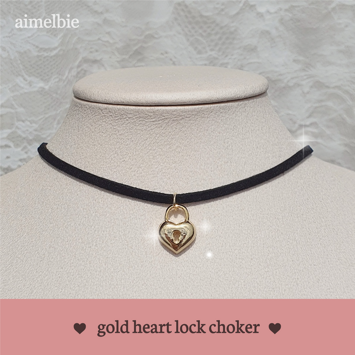 Gold Heart Lock Choker (Oh My Girl Mimi, Billlie Sheon Choker)