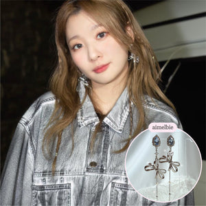 Light Blue Crystal Ribbon Earrings (WJSN Dayoung Earrings)