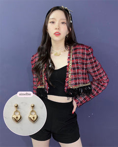 Gold Heart Lock Earrings (Ive Yujin, Ive Rei, Billlie Sheon Earrings)