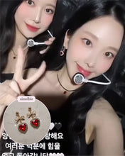 Load image into Gallery viewer, Red Heart and Ribbon Earrings (Momoland Nayun Earrings)