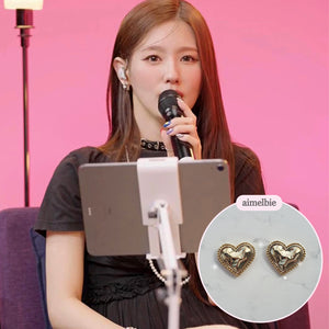 Gold Laced Hearts Earrings (G-idle Miyeon, IVE Yujin, Oh My Girl Seunghee, Arin, Hyojung Earrings)