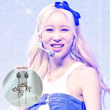 Load image into Gallery viewer, Light Blue Crystal Ribbon Earrings (WJSN Dayoung Earrings)