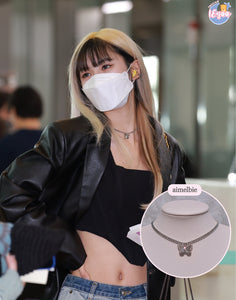 Silver Butterfly Chain Choker Necklace (Dreamcatcher Yoohyeon, HATFELT Yeeun necklace)