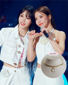 Crescent Moon Bold Chain Choker - Gold (SNSD Seohyun and Kep1er Xiaoting Necklace)