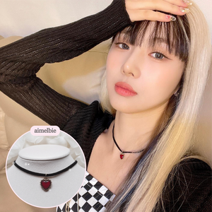 Burgundy Heart Earrings and Choker Set (Twice Dahyun, VIVIZ Eunha, Choi Yena, Kep1er Dayeon Choker)