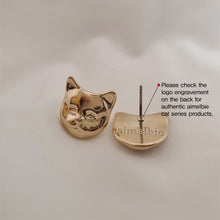 Load image into Gallery viewer, Melbie The Cat Series - Cat Face Earrings (Gold)